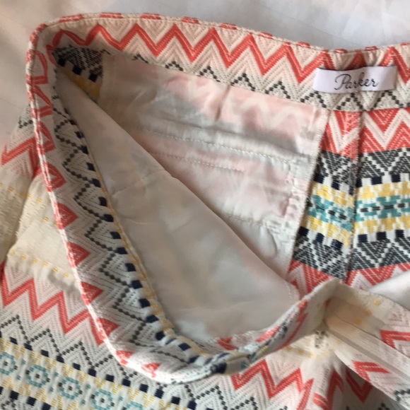 Parker Riley cream cotton textured zigzag design short shorts NWOT - Picture 7 of 8